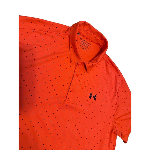 Under Armour  2XL Men's Playoff 2.0 Loose Golf Polo Shirt Orange‎ Spotted UPF 40 - Picture 1 of 6